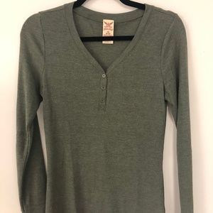 Green Henley Long-Sleeve Shirt